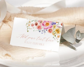 Floral Garden Place Card Template: Editable Printable (Digital Download) A034