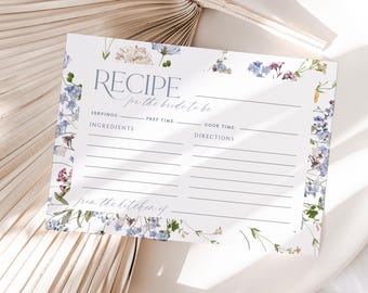 Wildflower Bridal Shower Recipe Card Template (Digital Download) B017