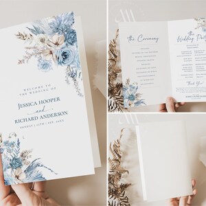 Blue Floral Catholic Wedding Program Template, Catholic Ceremony Programs (Digital Download) D018 image 14