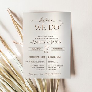 Wedding Rehearsal Dinner Invitation Template, Minimalist Rehearsal Dinner Invite, Before We Do Rehearsal Dinner Electronic Template