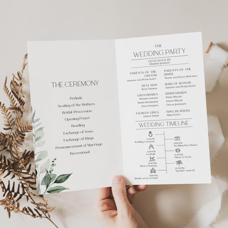Catholic Wedding Program Template, Ceremony Programs Template, Modern Wedding Program Template Download D001