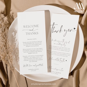 Minimalistische Hochzeitstabelle Danke Vorlage, Danke Serviette Note, Wüste Hochzeit, Gedeck Danke bearbeitbar