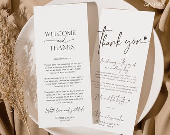 Minimalist Wedding Table Thank You Template, Thank You Napkin Note, Desert Wedding, Place Setting Thank You Editable