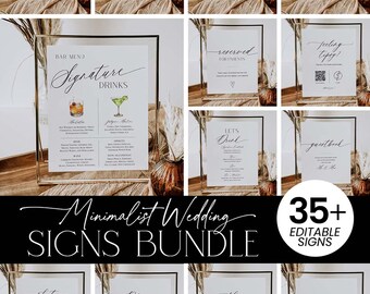 Minimalist Wedding Signs Template Bundle, 35+ Wedding Reception Sign Printable Editable, Instant Download