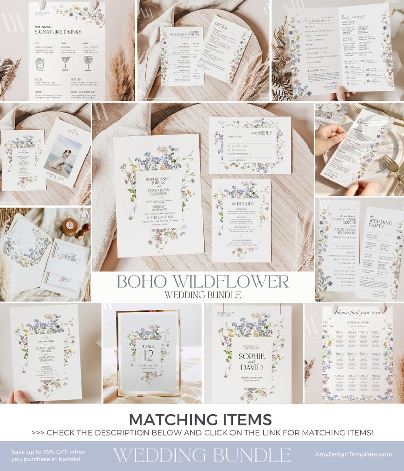 Wildflower Wedding Itinerary Template, Wedding Weekend Itinerary Template, Welcome Bag Template D002 image 8