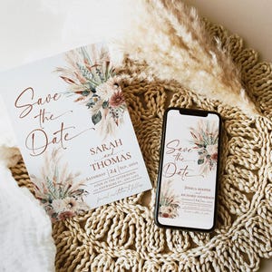 Rust Boho Save the Date Template: Photo Card