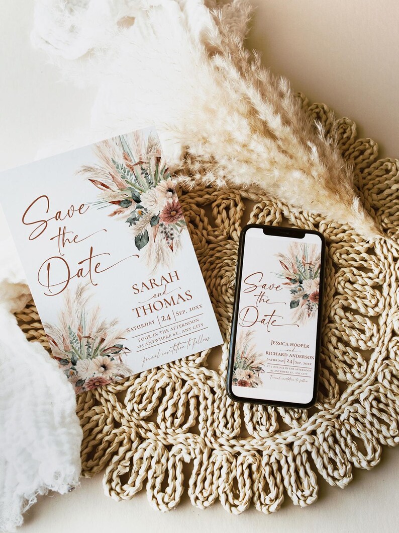 Rust Boho Save the Date Template: Photo Card