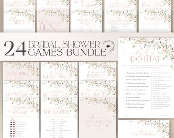 Printable Bridal Shower Games Bundle: Wildflower Design (Editable Template) B003