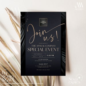 Business invitation template, Editable Dinner Party Invitation, Corporate Party digital invitation, Join Us Invitation Template C015