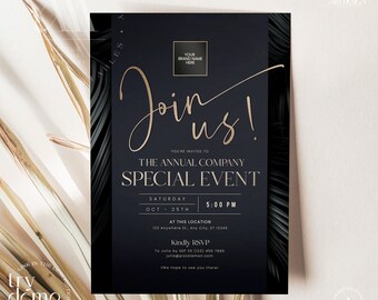 Business invitation template, Editable Dinner Party Invitation, Corporate Party digital invitation, Join Us Invitation Template C015