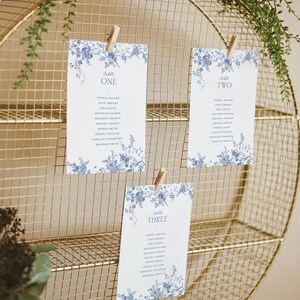 Minimalist Seating Chart Template, Something Blue Wedding Table Seating Chart Template, Vintage Wedding Seating Chart Cards D015