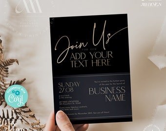 Grand Opening Invitation editable template, Corporate Invitation Instant download, Launch Party Invitation, Business invitation, Corjl C006