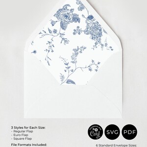 Monogram Blue Envelope Liner Template, DIY Envelope Liner Printable Template, Wedding Envelope Liner Template, PDF SVG Digital Download