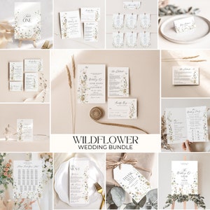 Wildflower Wedding Bundle Template, Botanical Wedding Bundle Template, Wild flower Wedding Template, Meadow Wedding Bundle Template D028