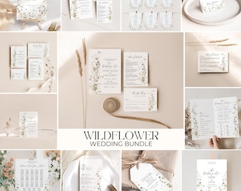 Modelo de convite de casamento com flores silvestres (download digital) D028