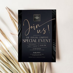 Business invitation template, Editable Dinner Party Invitation, Corporate Party digital invitation, Join Us Invitation Template C015
