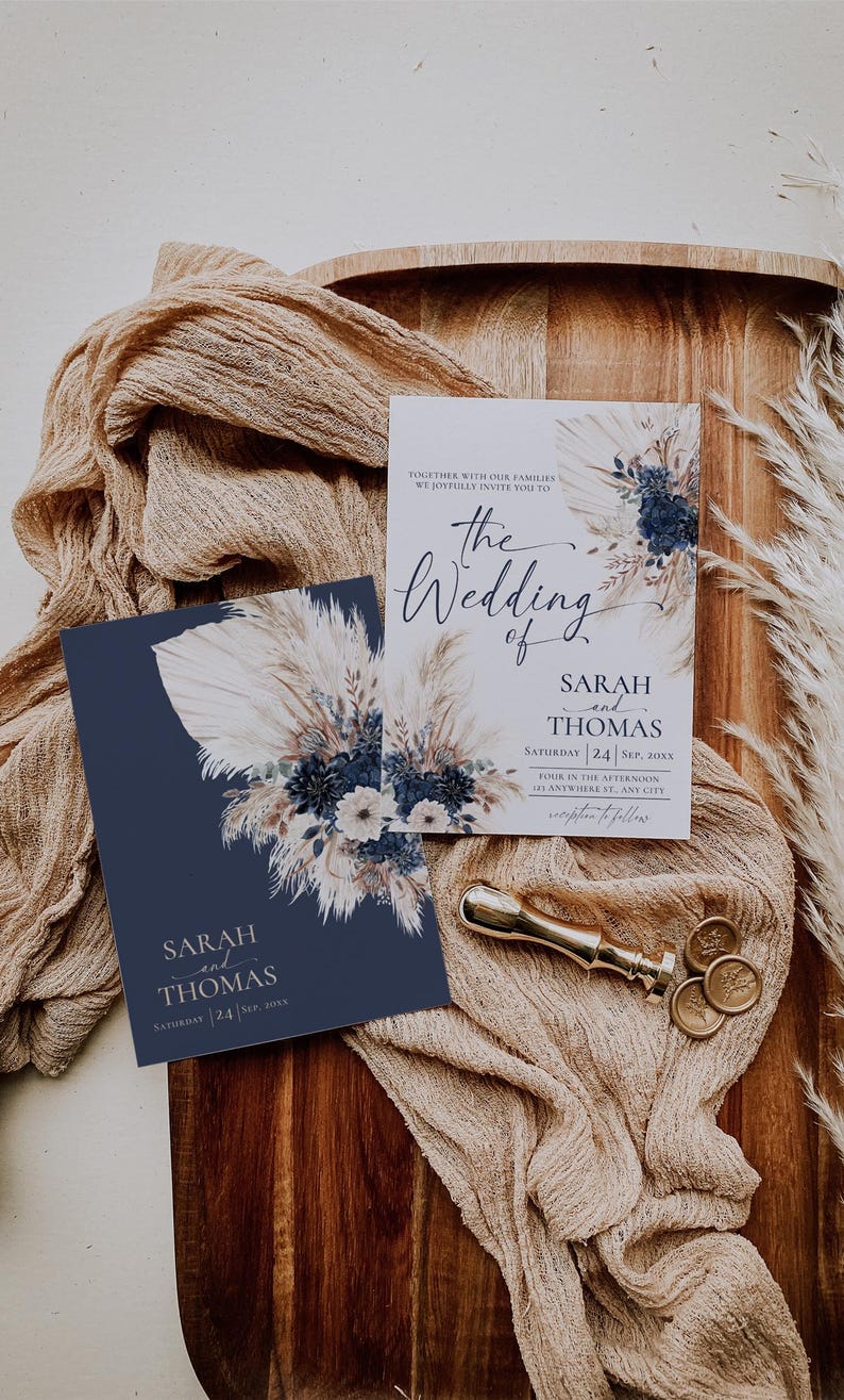 Navy Gold Wedding Invitation Card Template Amy Design Templates