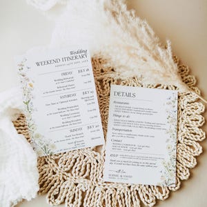Wedding Itinerary Template, Weekend Itinerary Editable, Weekend Events Template Printable