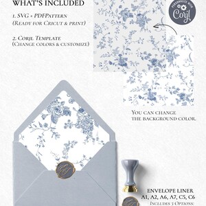 Monogram Blue Envelope Liner Template, DIY Envelope Liner Printable Template, Wedding Envelope Liner Template, PDF SVG Digital Download