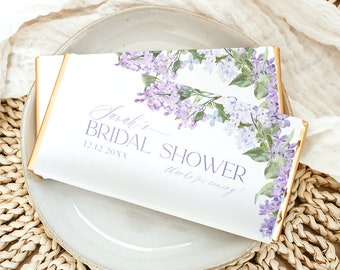 Purple Chocolate Wrapper Printable, Lilac Floral Candy Bar Wrapper Template, Chocolate Bar Template, Bridal Shower chocolate Favors B001