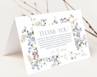 Wildflower Baby Shower Thank You Card: Editable Floral Template (Digital Download) G001