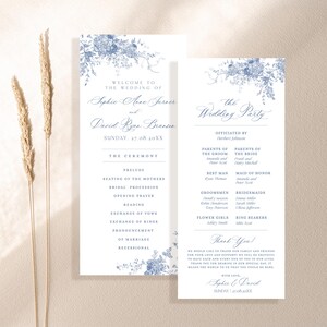 Catholic Wedding Program Template, Something Blue Wedding Programs, Ceremony Program Order of Service Template Download, Monogram Wedding D015