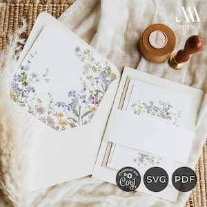 Wildflower Envelope Liner Template, DIY Envelope Liner A7 Flap, Printable Envelope Liner Template Digital File Instant Download