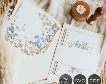 Wildflower Envelope Liner Template, DIY Envelope Liner A7 Flap, Printable Envelope Liner Template Digital File Instant Download