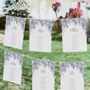 Wisteria Wedding Seating Chart Template: Purple Botanical Wildflower Design (Digital Download) D014