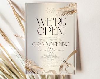 Gold Grand Opening Flyer Template: Business Launch Invitation (Digital Download)