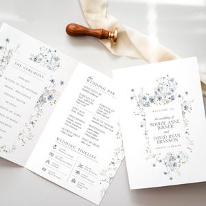 Wildflower Wedding Program Template, Catholic Wedding Program Template, Ceremony Programs, Order of Service Church Booklet Printable D004
