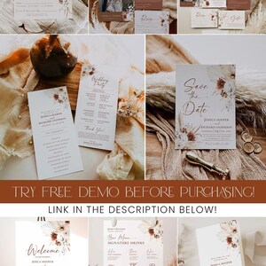 Boho Terracotta Wedding Invitation Bundle