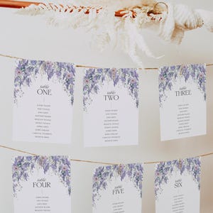 Wisteria Wedding Seating Chart Template: Purple Botanical Wildflower Design (Digital Download) D014