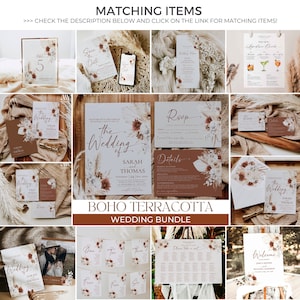 Boho Wedding Invitation Card Template, Terracotta Wedding Invite Template, Editable Fall Wedding Invite Cards Printable Pampas grass D021