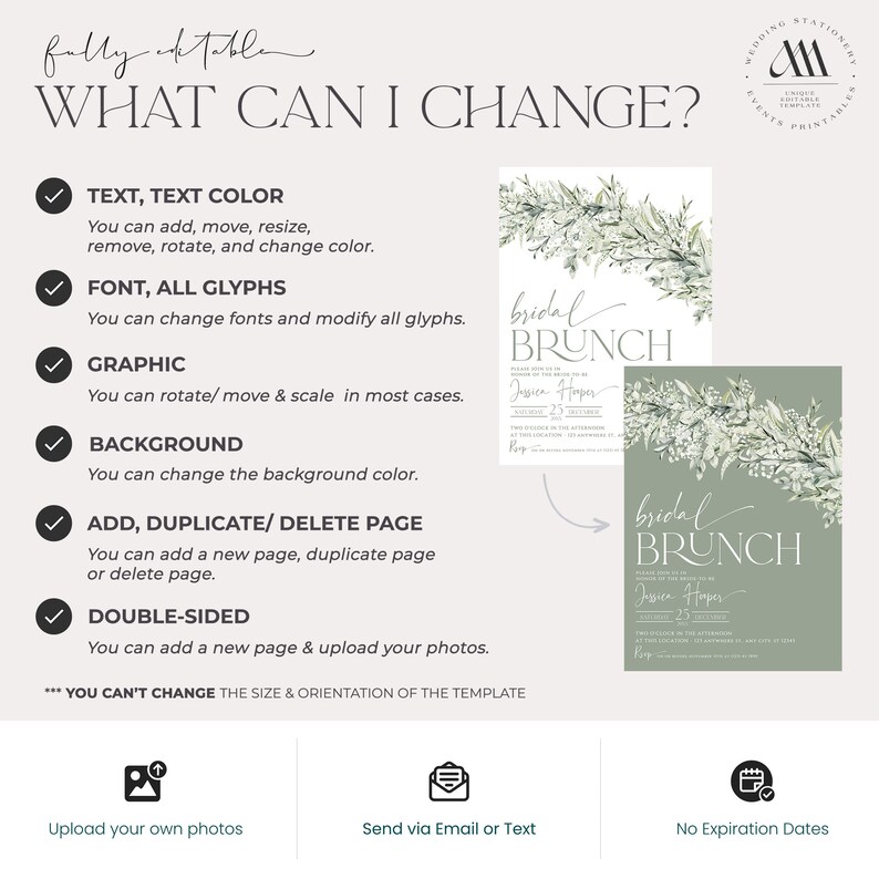 Greenery Bridal Brunch Invitation: Eucalyptus Leaves (Digital Download) image 7