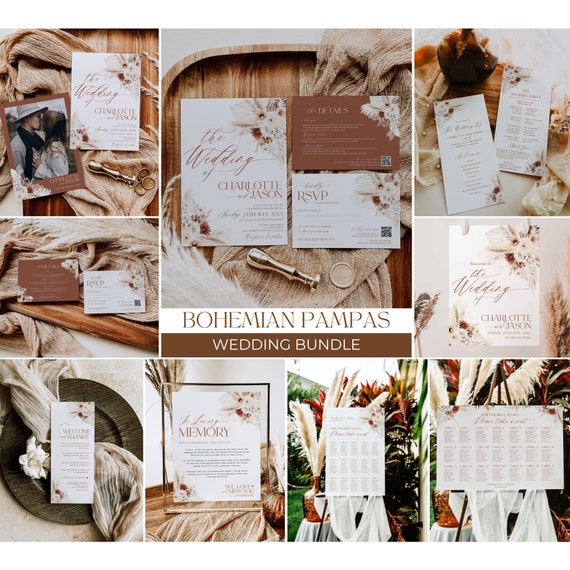 Boho Wedding Invitation Bundle: Bohemian Rust Terracotta Theme D011