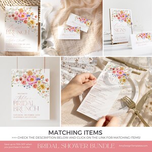 Floral Bridal Brunch Invitation: Colorful Wildflower Garden (Editable Template) A034 image 10