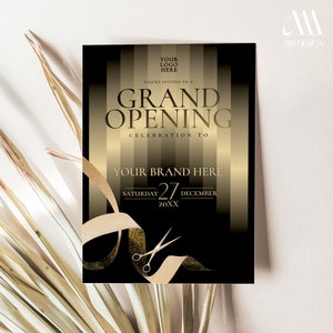 Grand Opening Flyer Template Editable Grand Opening Invitation, Business invitation, Launch Party invitation, We&#39;re open Invite C045