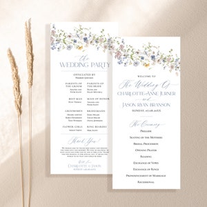 Wildflower Catholic Wedding Program Template: Catholic Order of Service