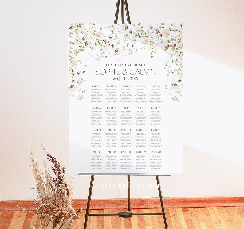 Wedding seating chart sign template table seating chart sign etsy
