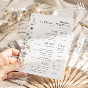 Wildflower Wedding Itinerary Template, Wedding Weekend Itinerary Template, Welcome Bag Template D002 image 5