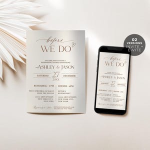 Wedding Rehearsal Dinner Invitation Template, Minimalist Rehearsal Dinner Invite, Before We Do Rehearsal Dinner Electronic Template