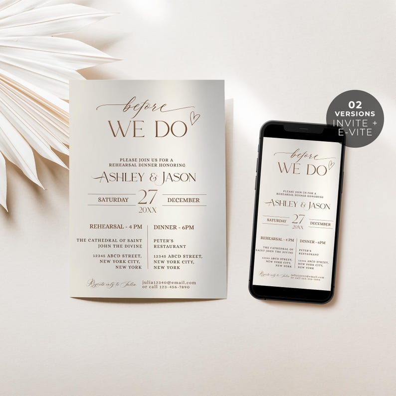 Wedding Rehearsal Dinner Invitation Template, Minimalist Rehearsal Dinner Invite, Before We Do Rehearsal Dinner Electronic Template