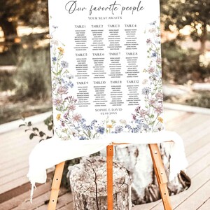 Meadow Wedding Seating Chart Sign Template, Table Seating Chart Sign, Botanical Wedding Seating Chart, Wildflower Seating Chart Sign D026