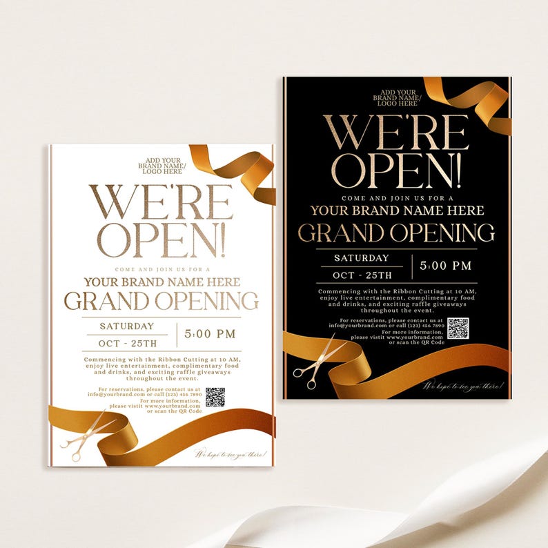 Black White Grand Opening Flyer Template, Grand Opening Invitation
