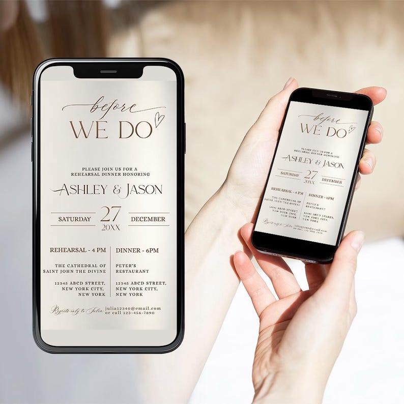 Wedding Rehearsal Dinner Invitation Template, Minimalist Rehearsal Dinner Invite, Before We Do Rehearsal Dinner Electronic Template