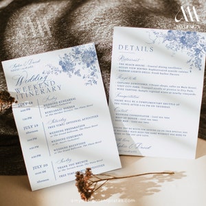 Wedding Weekend Itinerary Template, Destination Wedding Itinerary Template, Something Blue Wedding Timeline Template D015