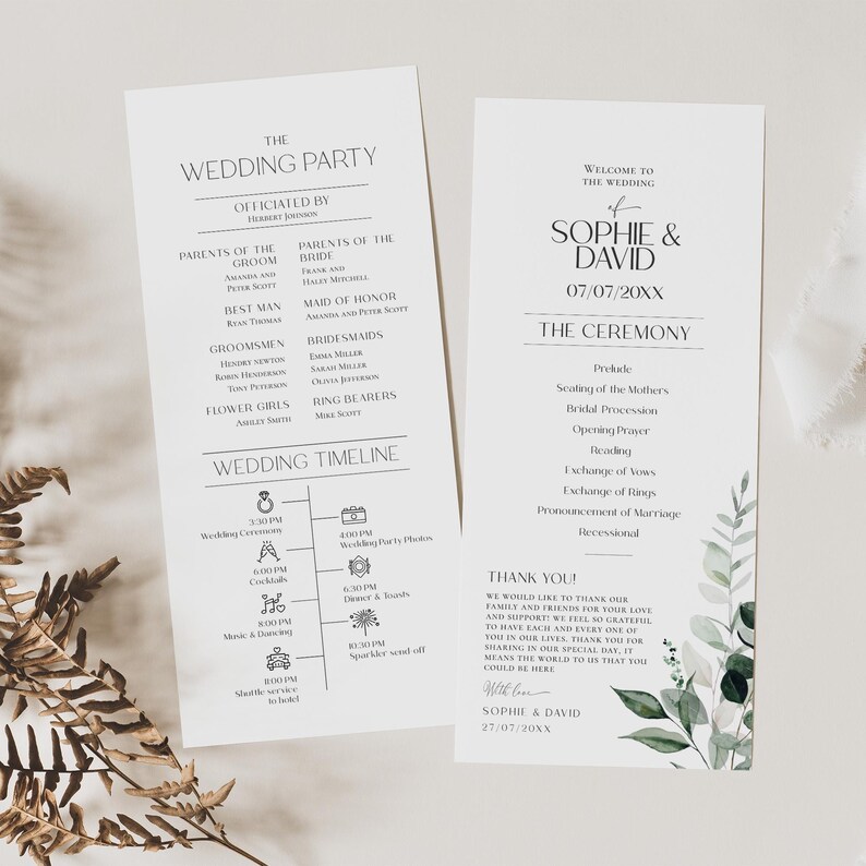 Catholic Wedding Program Template, Ceremony Programs Template, Modern Wedding Program Template Download D001
