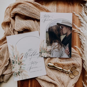 Greenery Rustic Boho Pampas Grass Wedding Invitation Suite (Digital Download)