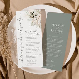 Minimal Wedding Table Thank You Template, Thank You Napkin Note, Place Setting Cards, Dessert Wedding Thank You, Boho Greenery Template D024